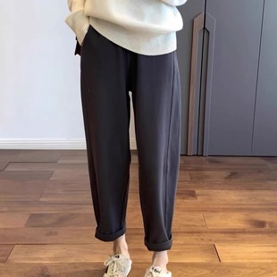 运动休闲老爹裤 大码 子 胯大腿粗显瘦直筒裤 胖mm春秋穿搭九分哈伦裤