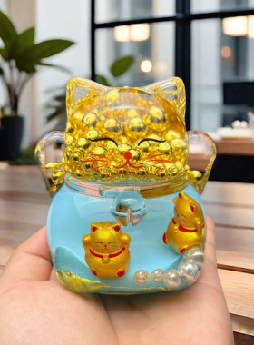 招财猫入油三漂流沙猫形好运摆件送闺蜜女孩生日礼物猫