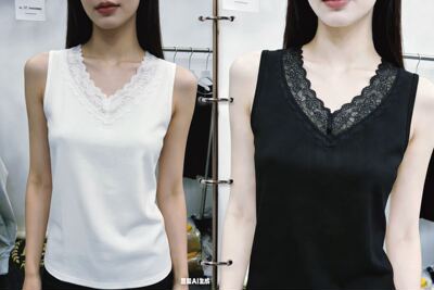 贵妃专属2026年时尚V领蕾丝拼接纯棉弹力修身显瘦百搭背心9250
