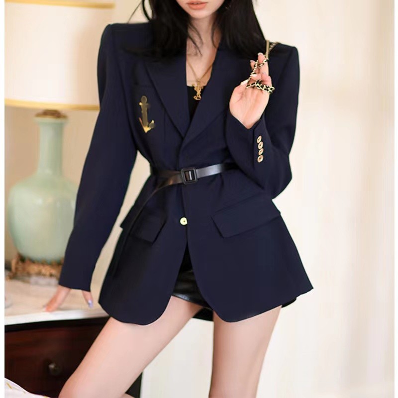 高级感[幂式穿搭]刺绣西装外套女秋冬款腰带西服上衣秋装2025新款