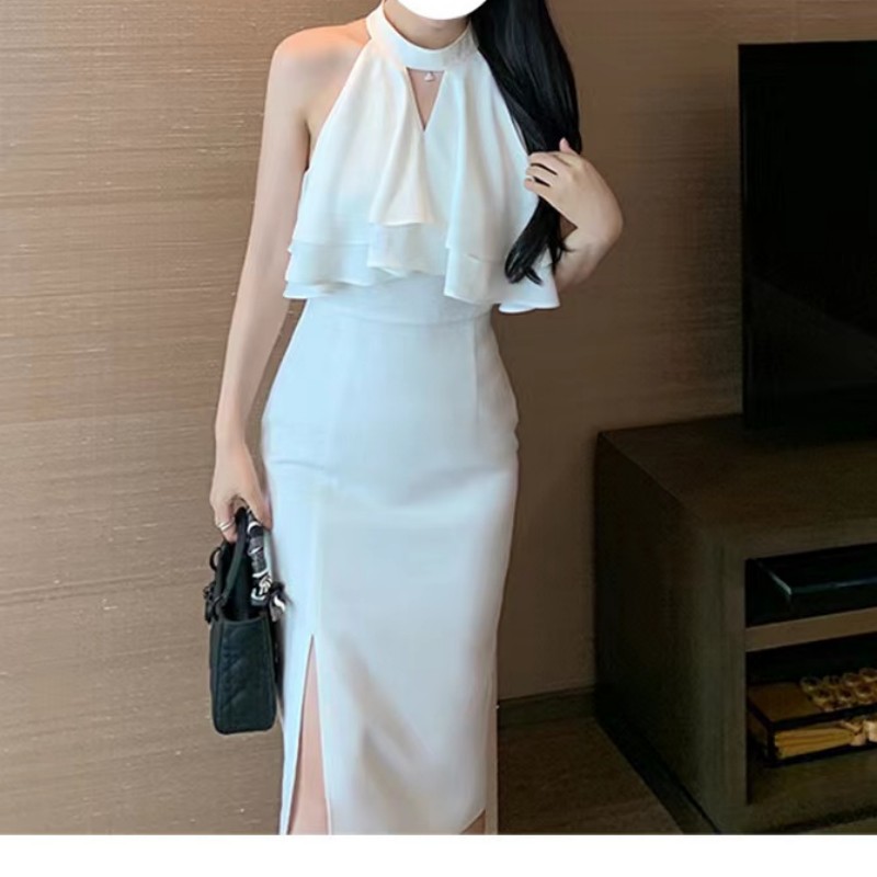 白色连衣裙女高级感法式礼服正式场合平时可穿领证小白裙登记裙子