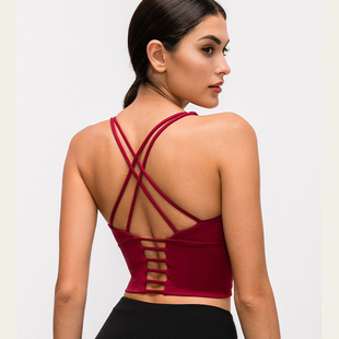 salsa舞bachata舞蹈服背心瑜伽服女健身吊带镂空交叉美背运动内衣