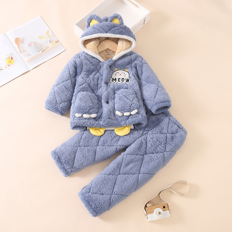 儿童法兰绒睡衣套装冬季