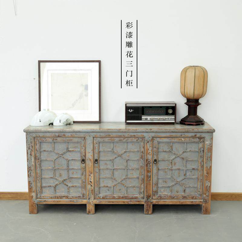 中古实木边柜储物柜复古定制玄关