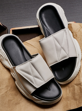 pardasaul 拖鞋男外穿潮流厚底男士一字拖透气沙滩鞋210626 DJF