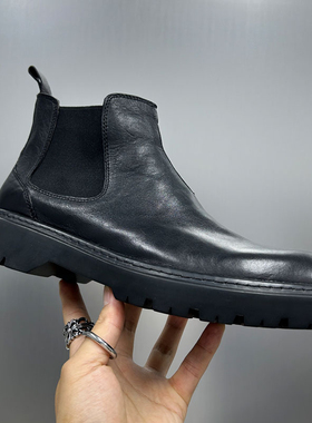 帕达索马丁靴男款英伦潮流短靴冬季高帮真皮保暖切尔西靴男230826