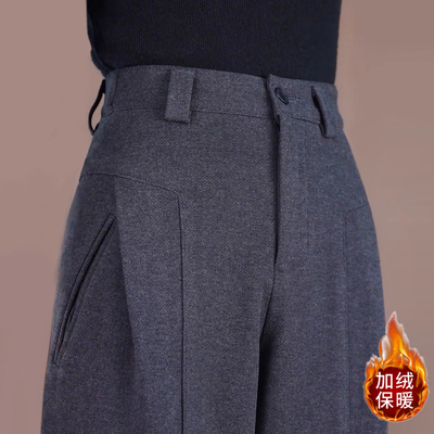 羊毛呢加绒裤子2025新款今年流行