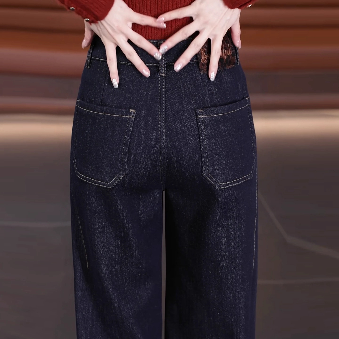 丹宁蓝阔腿牛仔裤女款秋冬新款