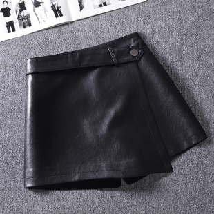 高腰显瘦a字包臀裙短裙子 裙裤 黑色PU皮裙半身裙子女2025新款 春季