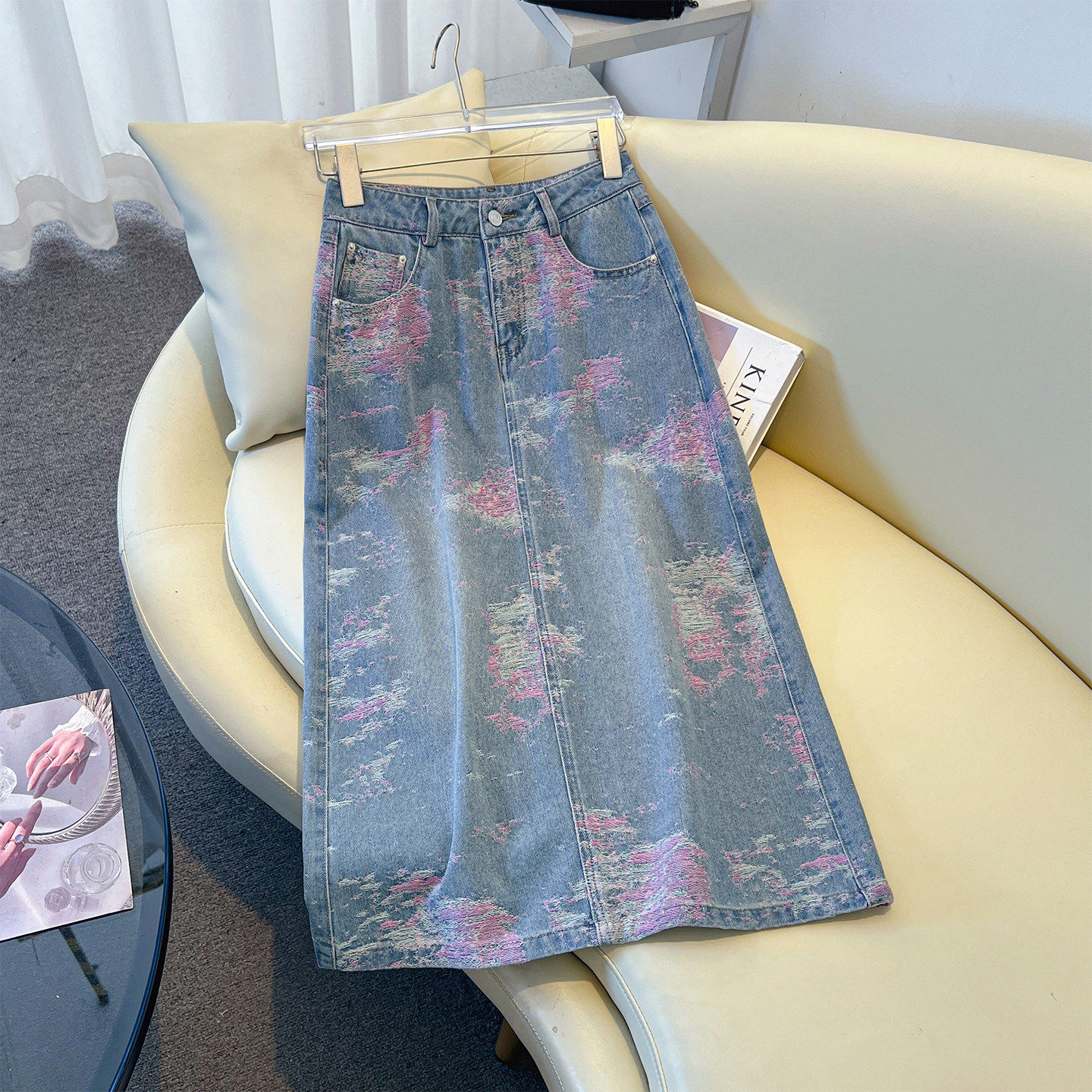 设计感提花牛仔半身裙女2026新款春季爆款高腰显瘦中长款A字裙子,女装/女士精品,大码半身裙,淘宝优惠券,粉丝福利购,淘宝优惠卷