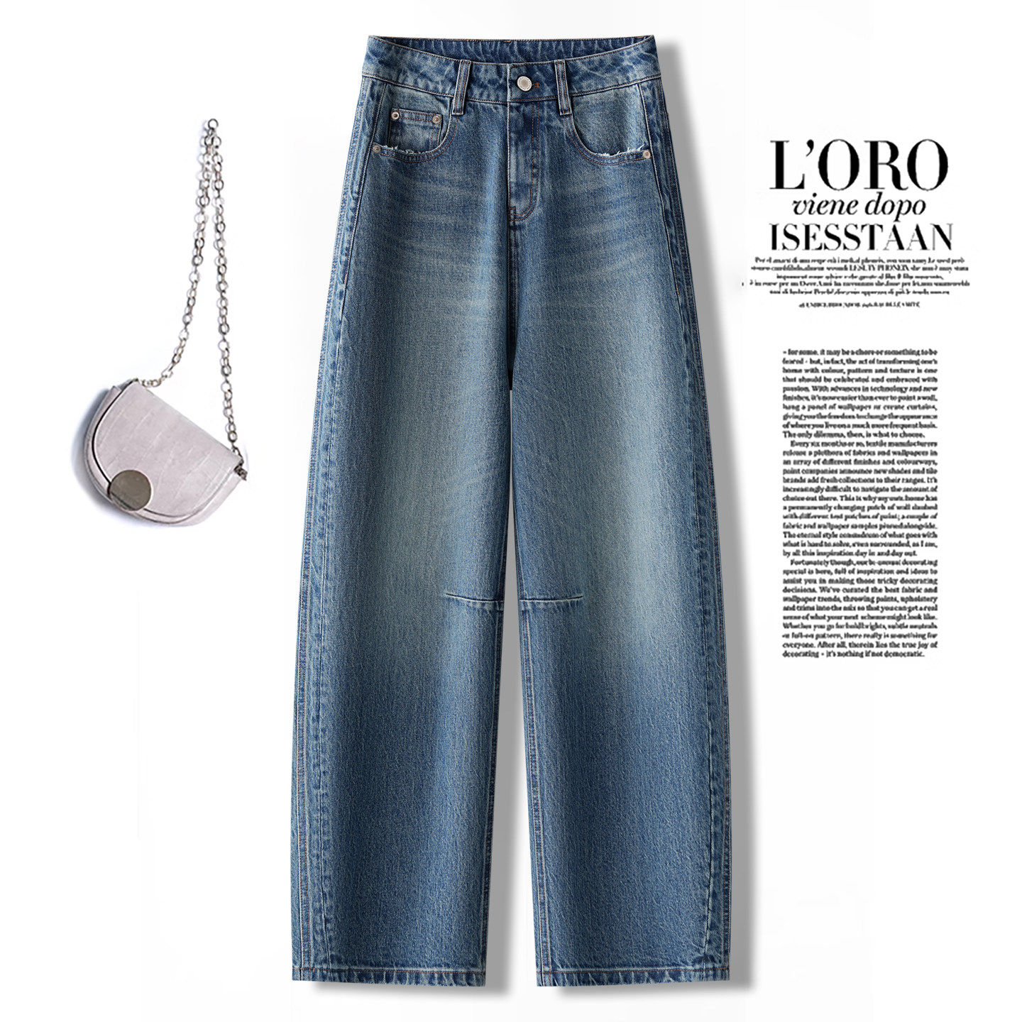 气质直筒牛仔裤2026新款女春秋季时尚镰刀裤阔腿裤宽松显瘦弯刀裤,女装/女士精品,大码裤装,淘宝优惠券,粉丝福利购,淘宝优惠卷