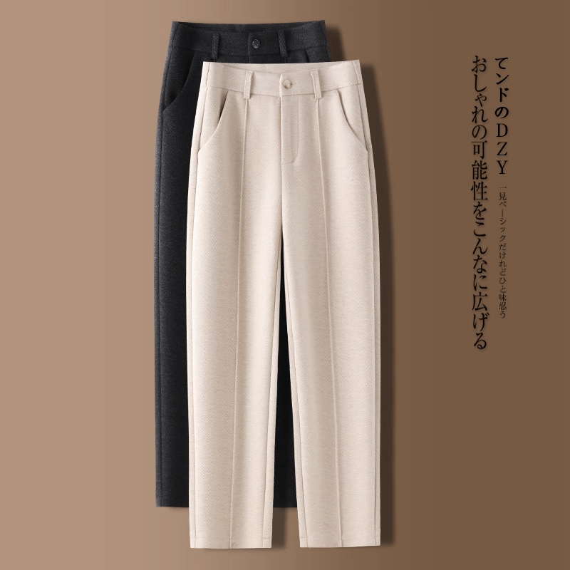 毛呢哈伦裤女春秋2025新款