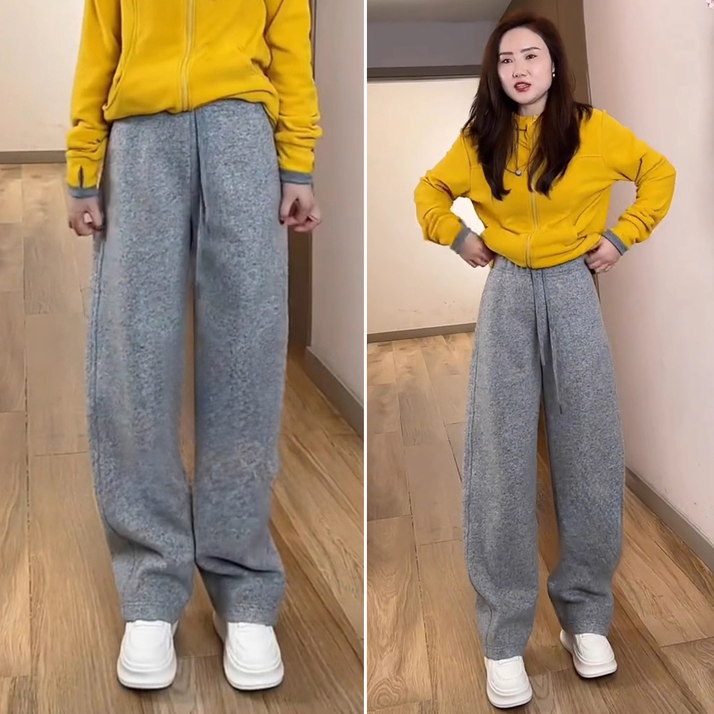 羊毛弯刀香蕉阔腿裤女秋冬保暖