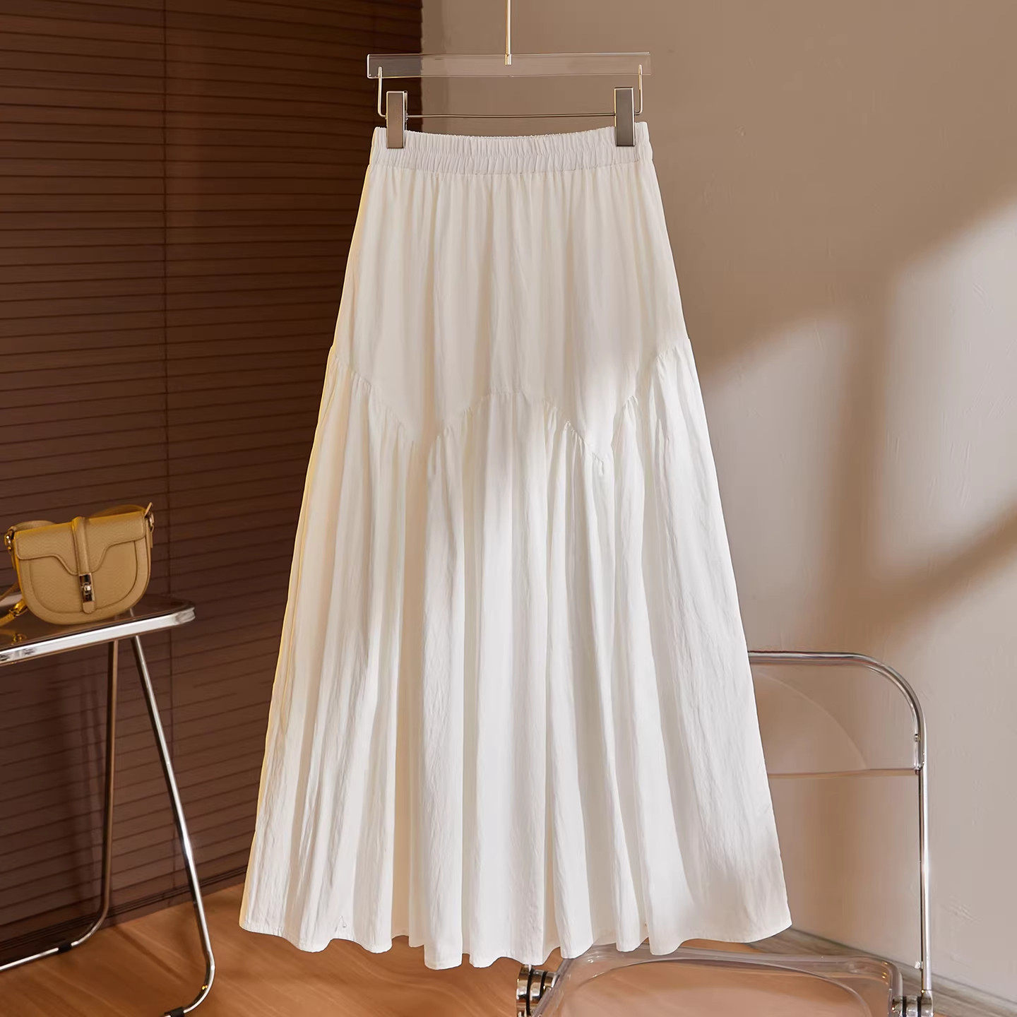 超好看白色伞裙半身裙女春季2026新款仙女裙百褶裙气质绝美a字裙