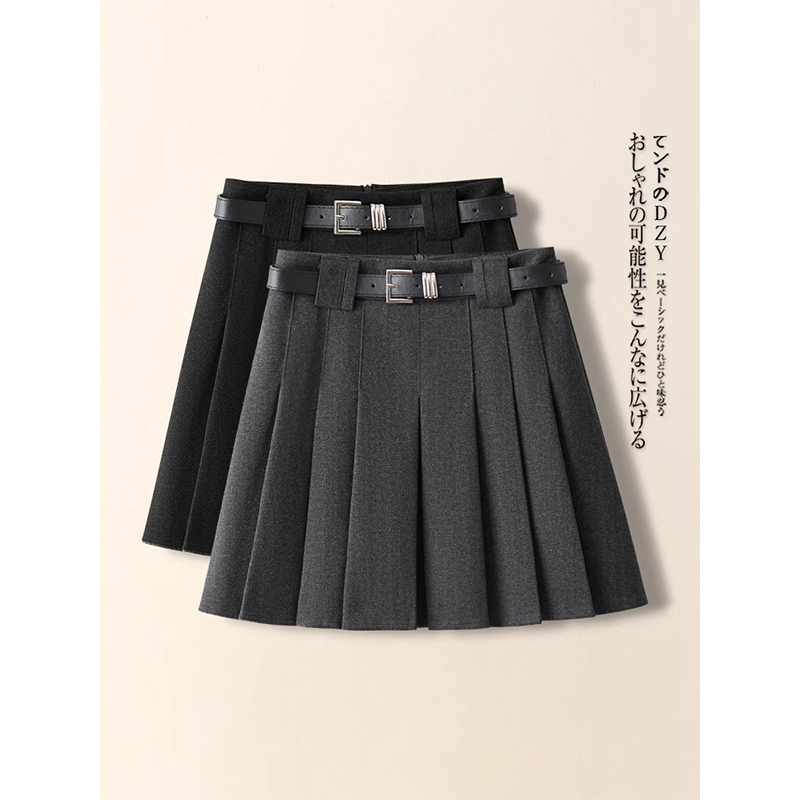 学院风毛呢百褶半身裙女2025秋冬