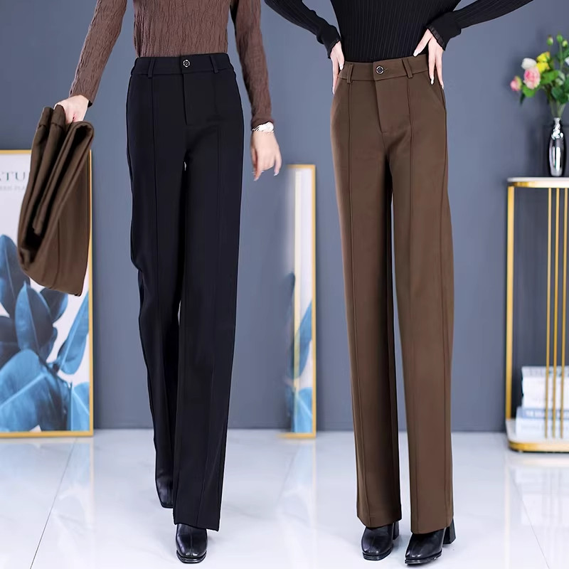 高腰窄版阔腿裤女2026新款春秋毛呢西装裤休闲显瘦加厚加绒直筒裤,女装/女士精品,大码裤装,淘宝优惠券,粉丝福利购,淘宝优惠卷