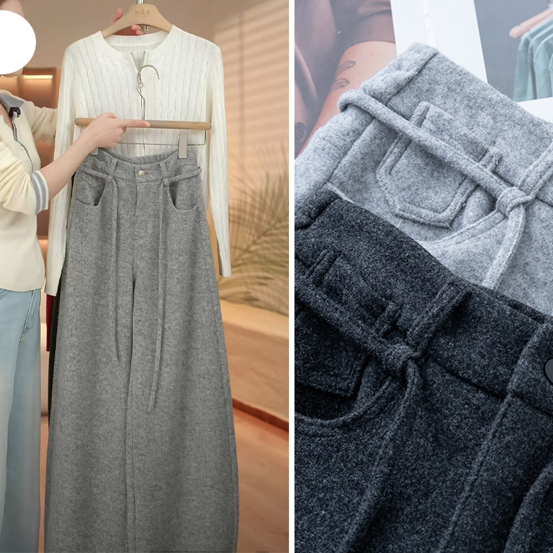 加厚羊毛阔腿裤女冬季2025新款