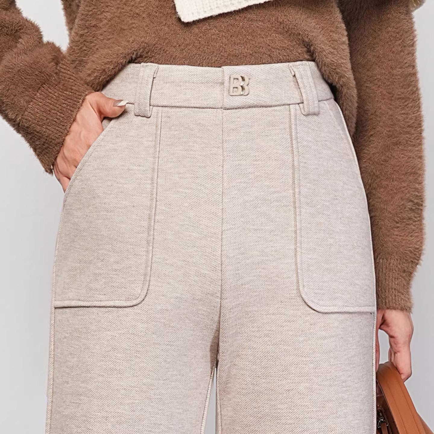 毛呢休闲阔腿女裤春季款2026新款保暖高腰显瘦宽松加绒加厚直筒裤,女装/女士精品,大码裤装,淘宝优惠券,粉丝福利购,淘宝优惠卷