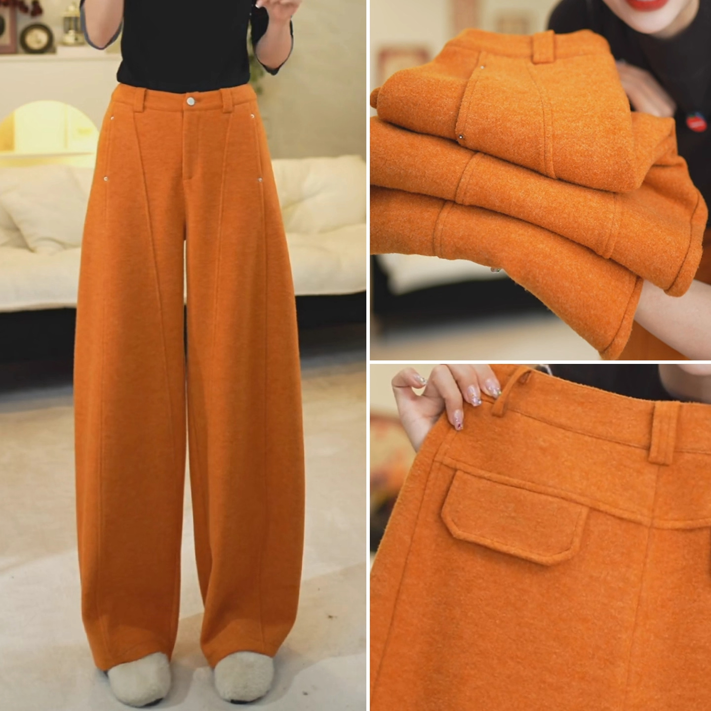 羊毛弯刀裤女冬季外穿保暖休闲