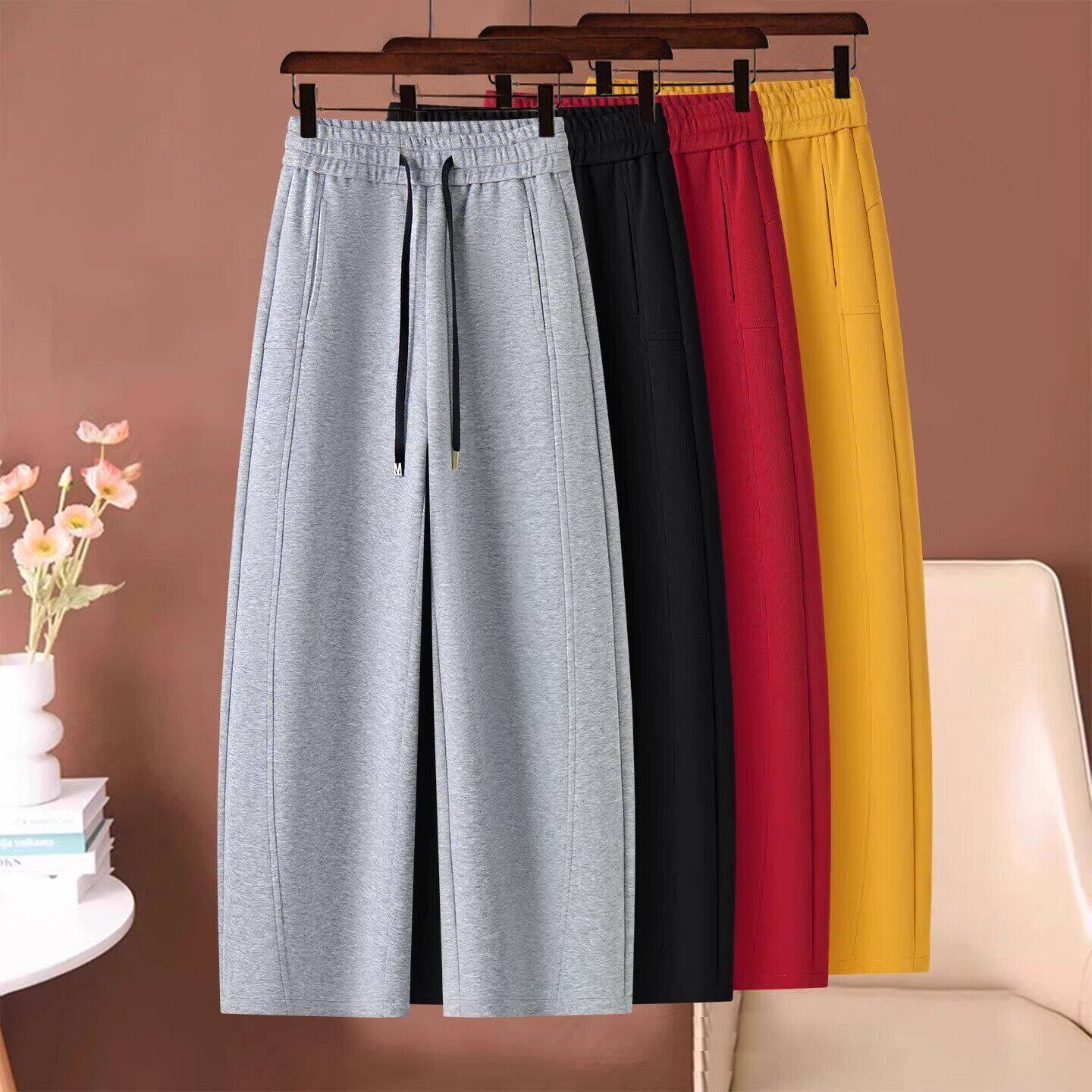 今年流行超火弯刀裤女春秋季2026新款松紧腰显瘦休闲裤阔腿运动裤