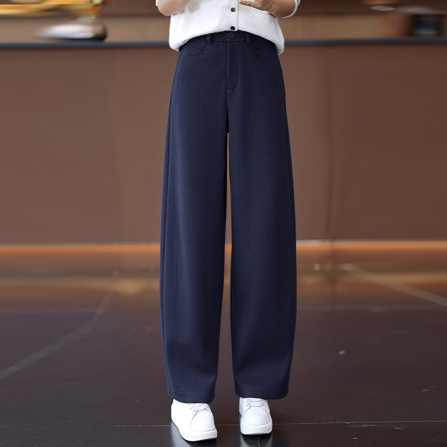 毛呢休闲弯刀裤女2025新款秋冬季