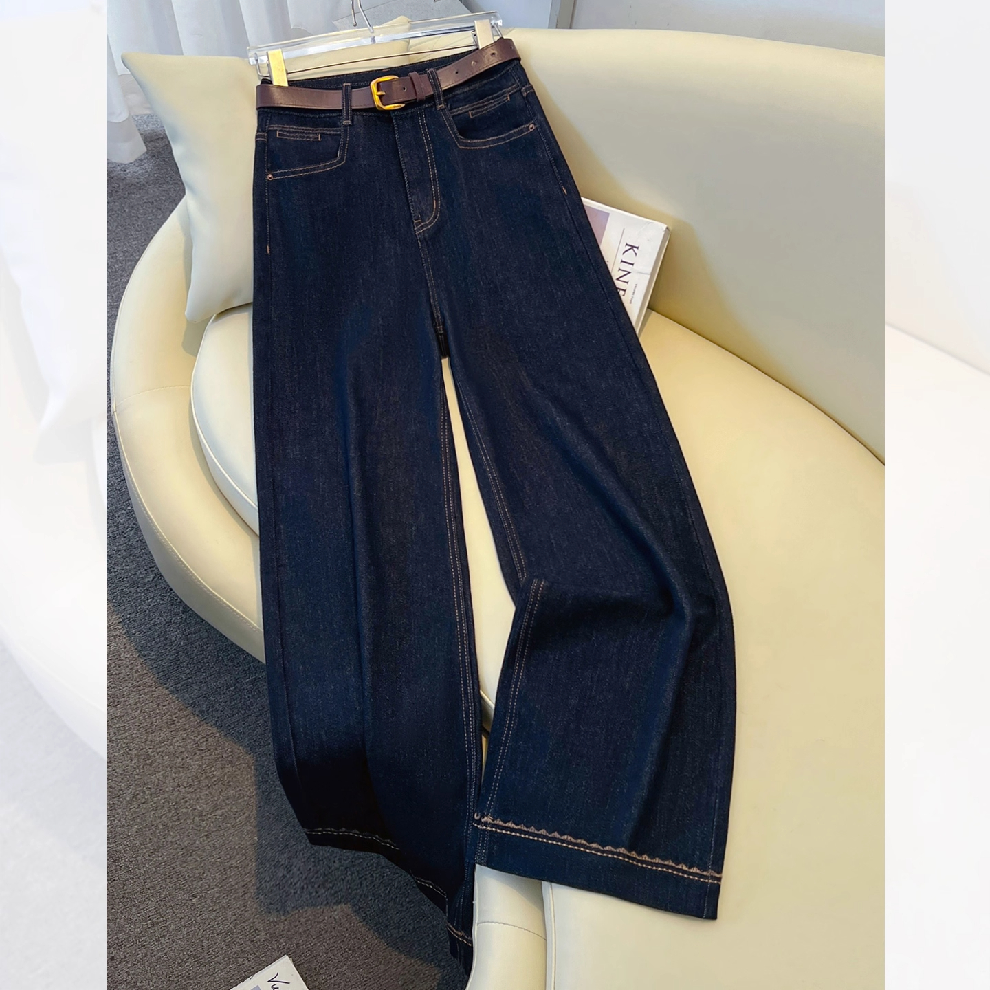 复古阔腿牛仔裤女秋冬2025新款