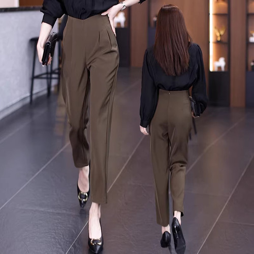 高腰遮肚子西装哈伦裤女秋季西裤