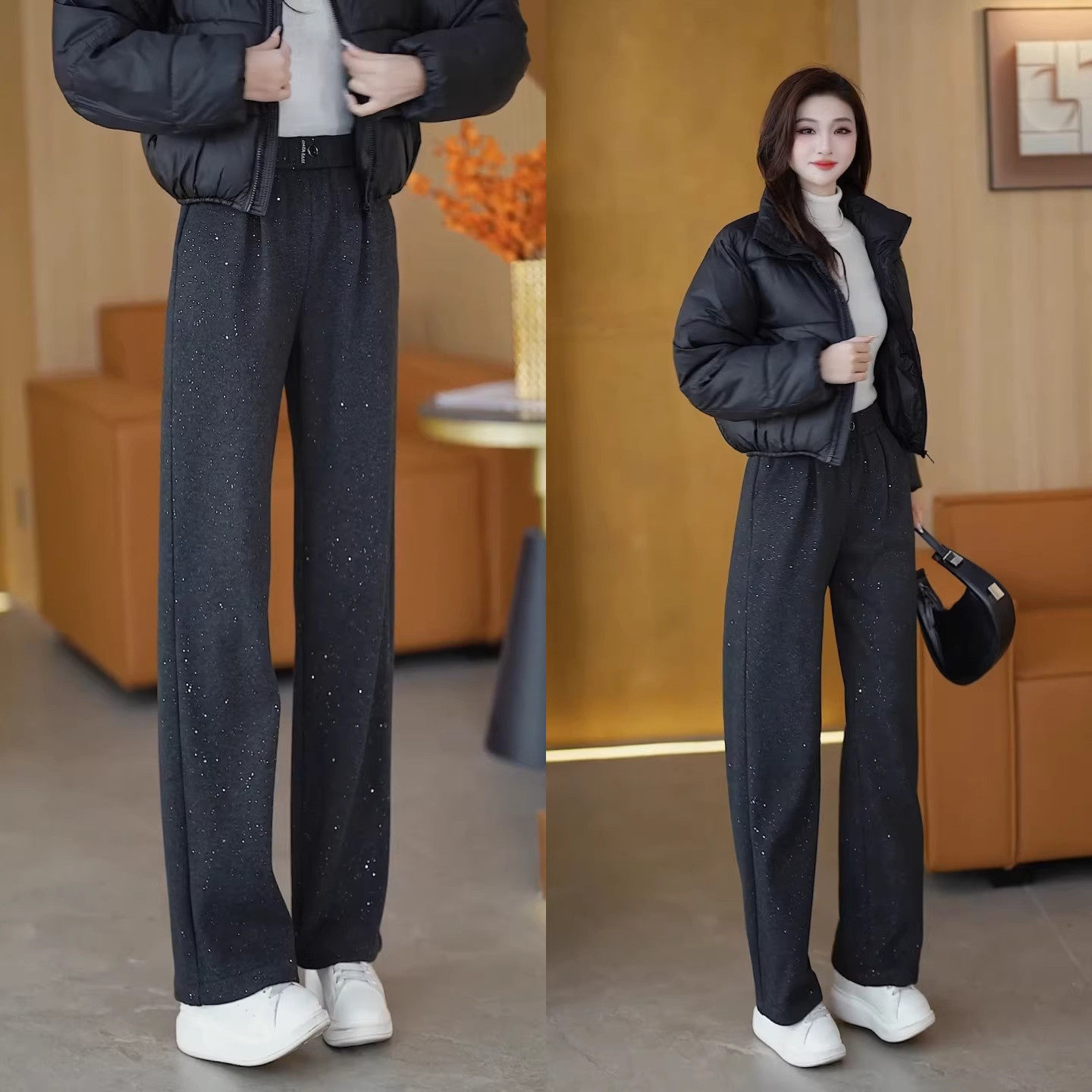 窄版直筒裤加绒加厚女裤2025新款冬季裤子宽松显瘦长裤休闲阔腿裤,女装/女士精品,大码裤装,淘宝优惠券,粉丝福利购,淘宝优惠卷