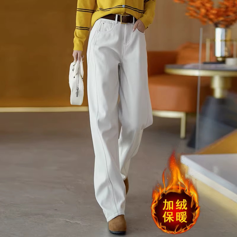 奶茶灰卡弯刀阔腿裤女秋冬季2025新款春秋高腰宽松长裤加绒牛仔裤,女装/女士精品,大码裤装,淘宝优惠券,粉丝福利购,淘宝优惠卷