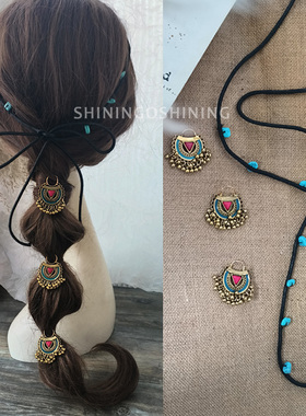 波西比亚头饰民族风松石发带脏辫发扣发环复古印度藏式头饰choker