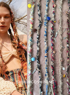 可拆卸个性肮辫民族脏辫藏族头饰发饰发绳影楼拍照假发编发彩色流