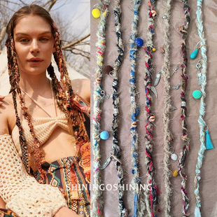 可拆卸个性肮辫民族脏辫藏族头饰发饰发绳影楼拍照假发编发彩色流