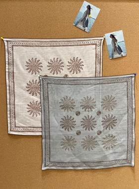 「现货」海风天然苎麻丝巾印花方巾系脖高级感夏季流行头巾