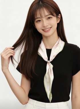 现货 萌趣狗狗藤蔓交织印花小丝巾女2026夏季新款小众百搭三角巾