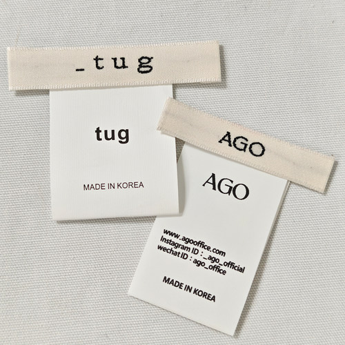 AGO/ tug韩国服装领标洗水标现货 商标布标签缎面织边织唛 侧标签