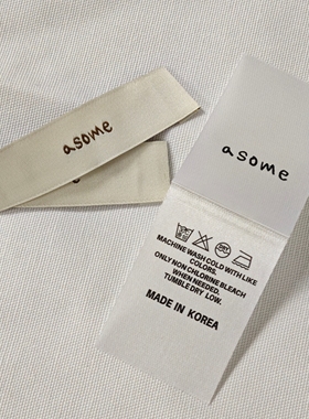 asome韩国领标洗水标现货 双锦高密度织唛丝带侧标布标签主唛设计