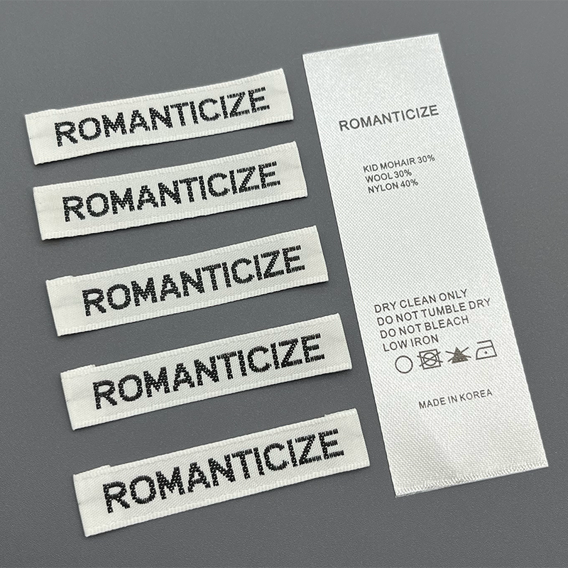 韩国领标洗水标现货缎面织唛服装商标衣服布标签主唛侧标定做设计