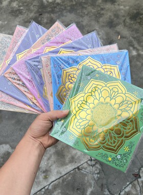 彩色九色圣洁大悲咒莲花折纸9色烫金纸莲花折纸莲花金纸19*19cm