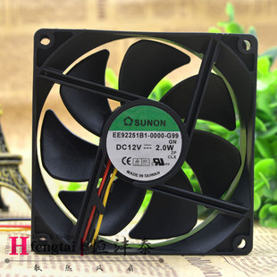 全新原装建准EE92251B1-0000-G99 9225 12V 2W双滚三线告警风扇