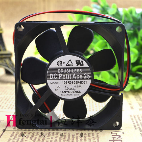 山洋 8025 5V 0.25A 109R0805F4D01 8CM 3线 双滚珠散热风扇