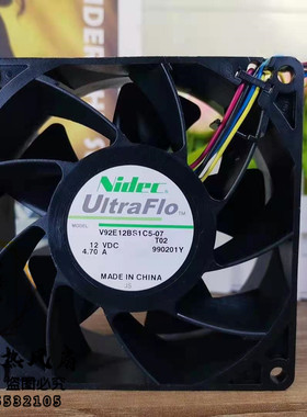 NIDEC V92E12BS1C5-07 T02 12V 4.70A 9038 9CM四线大风散热风扇