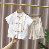 古风两件套宝宝改良复古装 儿童新中式 中国风帅气唐装 男童汉服夏季