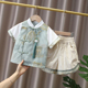 儿童中国风夏季 改良民族服装 唐装 宝宝中式 两件套古装 男童汉服套装