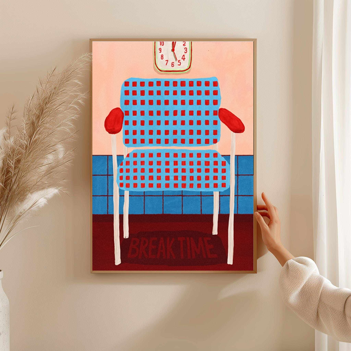 轻复古多巴胺色系卡通椅子装饰画中古包豪斯风格客厅艺术餐厅挂画,家居饰品,现代装饰画,淘宝优惠券,粉丝福利购,淘宝优惠卷