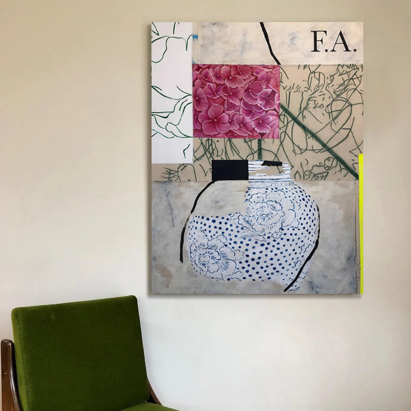 法式中古风客厅餐厅挂画南洋复古风小众艺术高级感现代牡丹装饰画图片