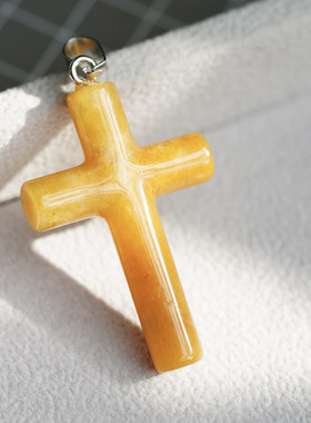 天然水晶十字架吊坠男女虎眼石锁骨链毛衣项链颈链情侣款挂件饰品