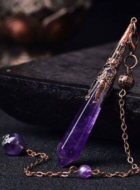 跨境爆款水晶项链灰月光紫茶粉黑耀蓝砂石灵摆吊坠生日毕业礼物