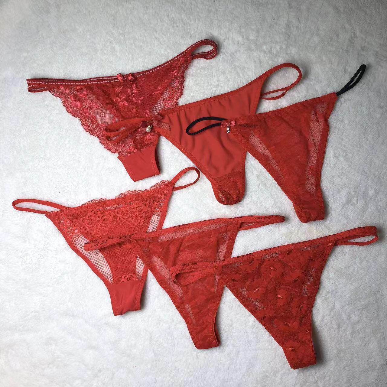 本命年红色转旺好运新婚青年女士丁字内裤性感诱惑蕾丝无痕T裤组图片