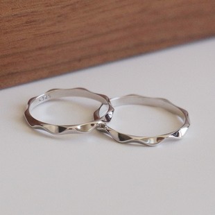 S925纯银波浪纹闭口戒指女小众设计感高级轻奢气质百搭食指戒潮