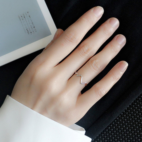 心跳纯银关节戒女生银饰小众